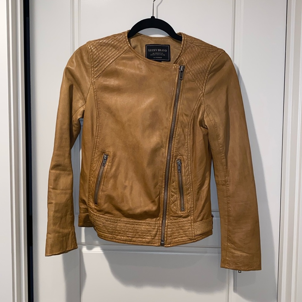EUC Lucky Brand 100% Lamb Leather Moto Jacket